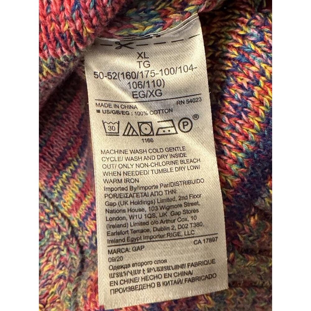 Gap Sweater XL Multicolor Rainbow Cable Knit Crewneck Cotton Pullover Preppy - Picture 5 of 5